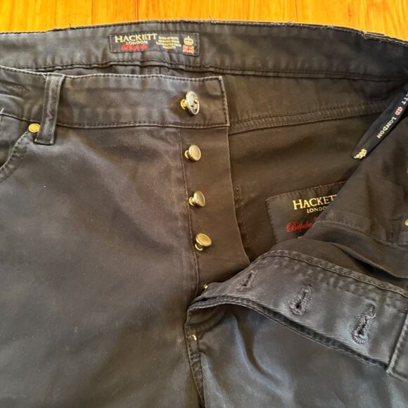 Hackett London Bespoke Navy Blue Men Pants Size 36R Button Fly 5 Pocket layout - Picture 6 of 9